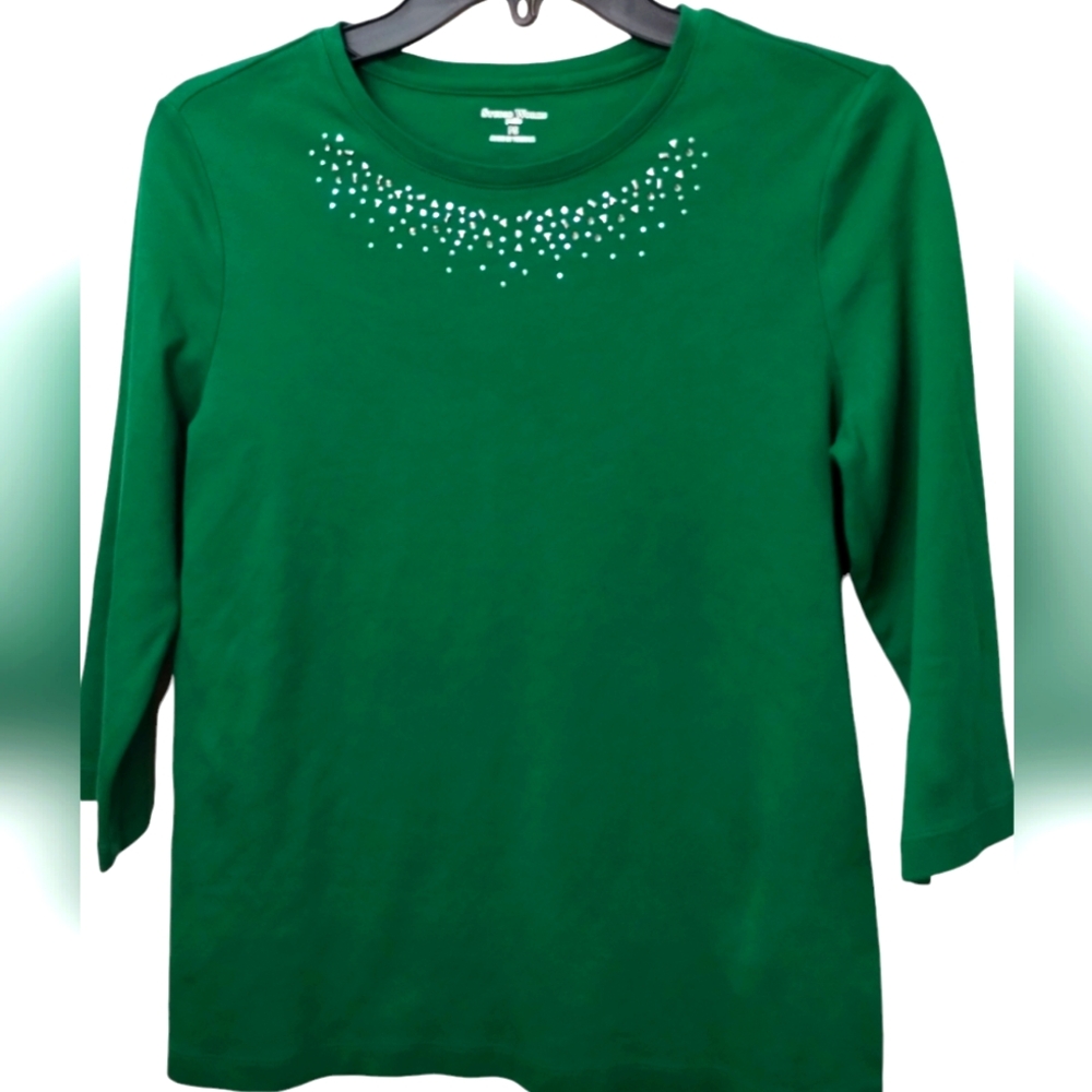 Studded Embellished Crew Neck Top